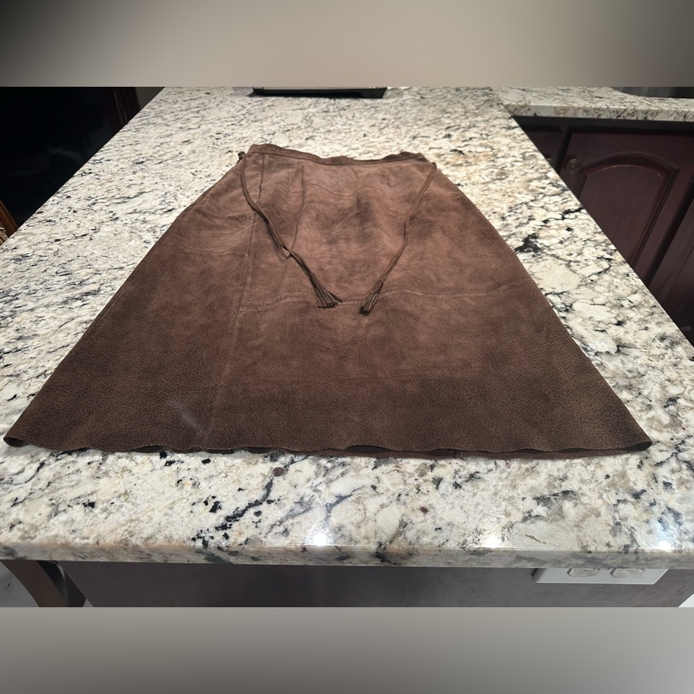 RTG Womens Brown Suede & Leather Skirt